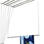 homWell Heavy Duty Stainless Steel (6 Pipe X 6 Feet) UV Protected Nylon Ropes Individual dropdown Ceiling Cloth Dryer/Cloth Hanger/Cloth Drying Stand for Balcony/Clothes Stand for Drying