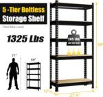 PrimeZone Storage Shelves 5 Tier Adjustable Garage Storage Shelving, Heavy Duty Metal Storage Utility Rack Organizer Shelf Unit for Warehouse Pantry Closet Kitchen Basement, 28" x 12" x 59", Black - Image 3
