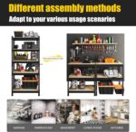 PrimeZone Storage Shelves 5 Tier Adjustable Garage Storage Shelving, Heavy Duty Metal Storage Utility Rack Organizer Shelf Unit for Warehouse Pantry Closet Kitchen Basement, 28" x 12" x 59", Black - Image 8