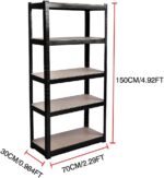 5 Tier Storage Rack Heavy Duty Shelf Steel Shelving Unit MDP Boards Adjustable Boltless Design 28”L x 12”D x 59”H - Image 2