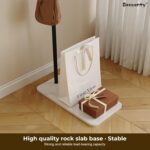 Beauenty Metal Clothes Stand, 175 cm Modern Coat Hanger with 3 Hooks and Durable Slate Base, Freestanding Clothes Hat Hanger Stand for Bedroom, Office, Hallway, Entryway, Living Room (Gold) - Image 3