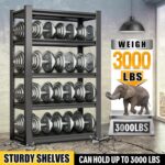72" H|48" W All-Metal Garage Shelving Unit and Storage-Easy Assembly Shelves 5-Tier Rack|Heavy-Duty Adjustable Shelf|Steel Waterproof Rust-Resistant Shelves for Industrial,Warehouse,Basement - Image 4