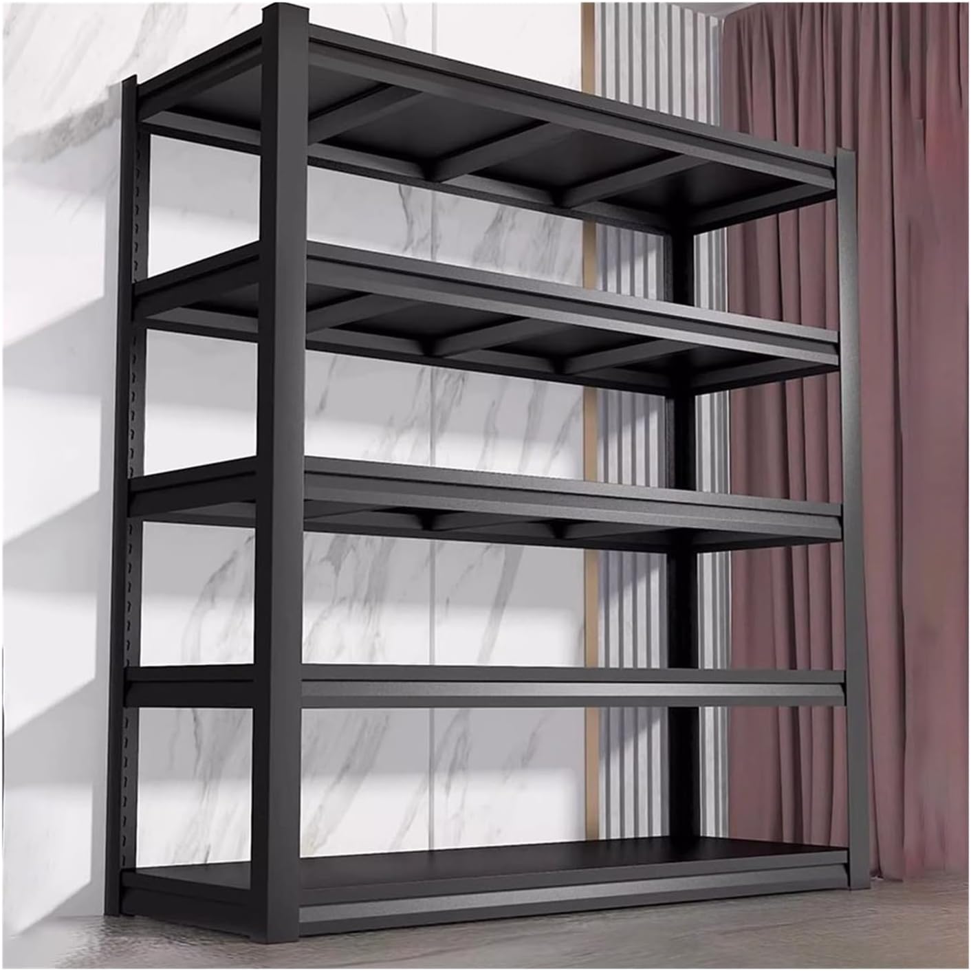 1780851764_71XnjzB97nL._AC_SL1500_.jpg 5-Tier Metal Shelving Unit, Heavy Duty Adjustable Storage Rack, Boltless Assembly, Industrial Utility Shelf Rack For Supermarket Kitchen Balcony(150x30x160cm) - Image 1