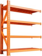 Garage Shelves 4-Tier Metal Shelving Unit, Adjustable Shelving Unit For Garage Basement Warehouse Workshop, Heavy Duty Garage Storage Shelves, Boltless Assembly(Orange-A,200x50x200 cm)