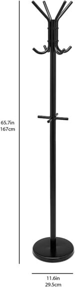 Amazon Basics Hat and Coat Stand Rack, Black, 29.5 x 29.5 x 167 cm (L x W x H) - Image 6