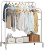 Clothes Drying Rack Floor Metal Shoe Rack Hanger Indoor Bedroom Storage Rack Multi-functional Hanger White - Image 2