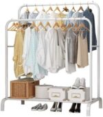 Clothes Drying Rack Floor Metal Shoe Rack Hanger Indoor Bedroom Storage Rack Multi-functional Hanger White
