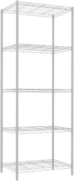 Home Basics None 5 Tier Steel Wire Shelf Heavy Duty Storage Organizer Shelving Unit Utility Rack for Home, Garage, Kitchen, Basement & Office, White - Image 5