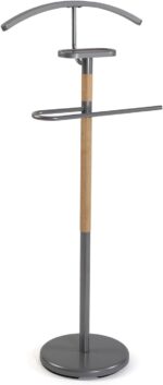 Versa Holstebro Modern Multifunctional Night Stand with 2 Hangers or Hangers for Men's or Women's Clothes, Measures (H x L x W) 112 x 28.7 x 46.5 cm, Metal and Wood, Grey