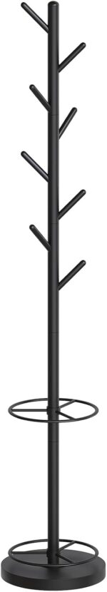 YATINEY Coat Rack Stand with Umbrella Holder, 69 Inch Freestanding Coat Tree for Entryway, Clothing Rack Hanger for Hats, Bags, Jackets, Metal Coat Stand Organizer for Bedroom, Office, Black YM03BB - Image 9