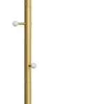 YATINEY L Shaped Glod Coat Rack, Metal Coat Tree, Modern Clothes Rack with 3 Hooks and Thickened Base, Floor Standing Coat Hanger Stand, for Entryway, Living Room, Cloakroom, Gold and White YM01DWY1