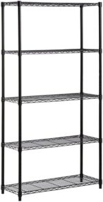 5-Tier Wire Shelving Unit, Black Metal Storage Rack, Industrial Kitchen Organiser - Image 3