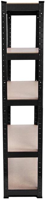 Home Vida 5 Tier Black Heavy Duty Adjustable Steel Garage Shelving Unit (H) 1800mm (W) 900mm - 875kg Weight Capacity - Image 5