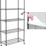 EFINE 5-Shelf Shelving Units and Storage on Wheels with Shelf Liners Set of 5, NSF Certified, Adjustable Carbon Steel Wire Shelving Unit Rack for Garage, Kitchen, Office(63H X 30W X 14D)
