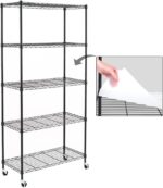 EFINE 5-Shelf Shelving Units and Storage on Wheels with Shelf Liners Set of 5, NSF Certified, Adjustable Carbon Steel Wire Shelving Unit Rack for Garage, Kitchen, Office(63H X 30W X 14D)