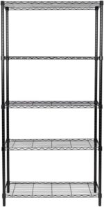 5-Tier Industrial Wire Storage Shelf, Black Metal Rack, 68 kg Capacity, Tool-Free Assembly - Image 3