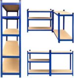 AUTOFU Garage Shelving Unit 5 Tier Garage Warehouse Office Shed Industrial Shelves Heavy Duty Metal Shelf 5 Tier Adjustable Height Boltless Racking Easy to Assemble, 150x70x30cm, Blue - Image 3