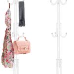 Swpeet 1 Pack 68'' Coat Rack, Freestanding Hat Rack, Clothing Rack, Metal Coat Tree Stand Kit Contains 11 Hook 2 Tube 22 Pipe Sleeve 22 Screw 22 Gasket 1 Pipe Plug 1 Hex Wrench for Jacket, Bag, White