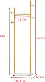 Gold Clothing Rack With Shelves, Gold Coat Rack Freestanding with Marble Base, Coat Hanger Rack,Hat Tree Coat Rack Standing Clothes Racks for Boutique，Bedroom - Image 3