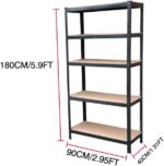Steel Storage Rack Heavy Duty Shelving Unit with 5 Adjustable Shelves for Garage, Home Work Area 35’’L x 16”D x 71’’H (Black) - Image 2