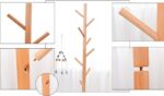 Clothes Rack Stand Coat Rack Freestanding Tree Shape Coat Rack, Solid Wood Coat Rack with 8 Hooks & 3 Legs Base, Clothes Rail Entrance, Living Room Height 173 cm(Wooden-Triangle Base) - Image 4
