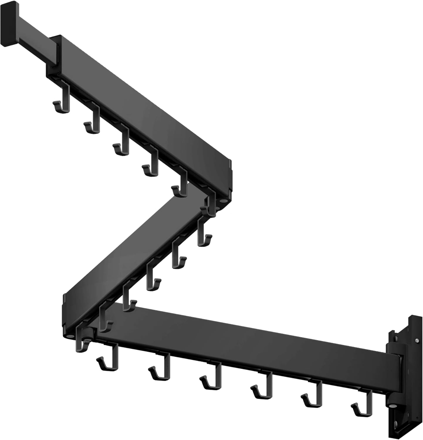 516RFzOMTZL._AC_SL1500_.jpg LIENAHU Wall Mounted Clothes Drying Rack, Folding Laundry Hanger, Retractable and Collapsible Clothing Rack (Black, With Hooks) - Image 1