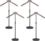 OLV 4 Pack Shirt Display Stand, 18-34 Inch Height Adjustable Mannequin Torso Stand for Vendors Shop, T Shirt Display Dress Form Steaming Clothes Holder, Jacket Coat Hanger, Brown