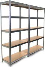 Heavy Duty Metal Shelving Unit - 180cm Tall 90cm Wide 40cm Deep 5-Tier Garage Storage Rack 875KG Load Capacity Boltless Assembly Adjustable Galvanized Steel Shelves - Image 7