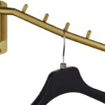 JQK Folding Wall Mounted Clothes Hanger Rack, Clothes Hook Stainless Steel with Swing Arm Holder Clothing Hanging System Closet Storage Organizer Drying Rack Gold SHR100-BG