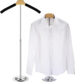 Qunclay Adjustable T Shirt Display Stand Flexible Mannequin Torso Shoulder Shirt Rack Portable Metal Clothes Hanger Rack Dress Form Stand for Vendor Jacket Coat, Height 16-27.9 Inch, Black(1 Pcs)