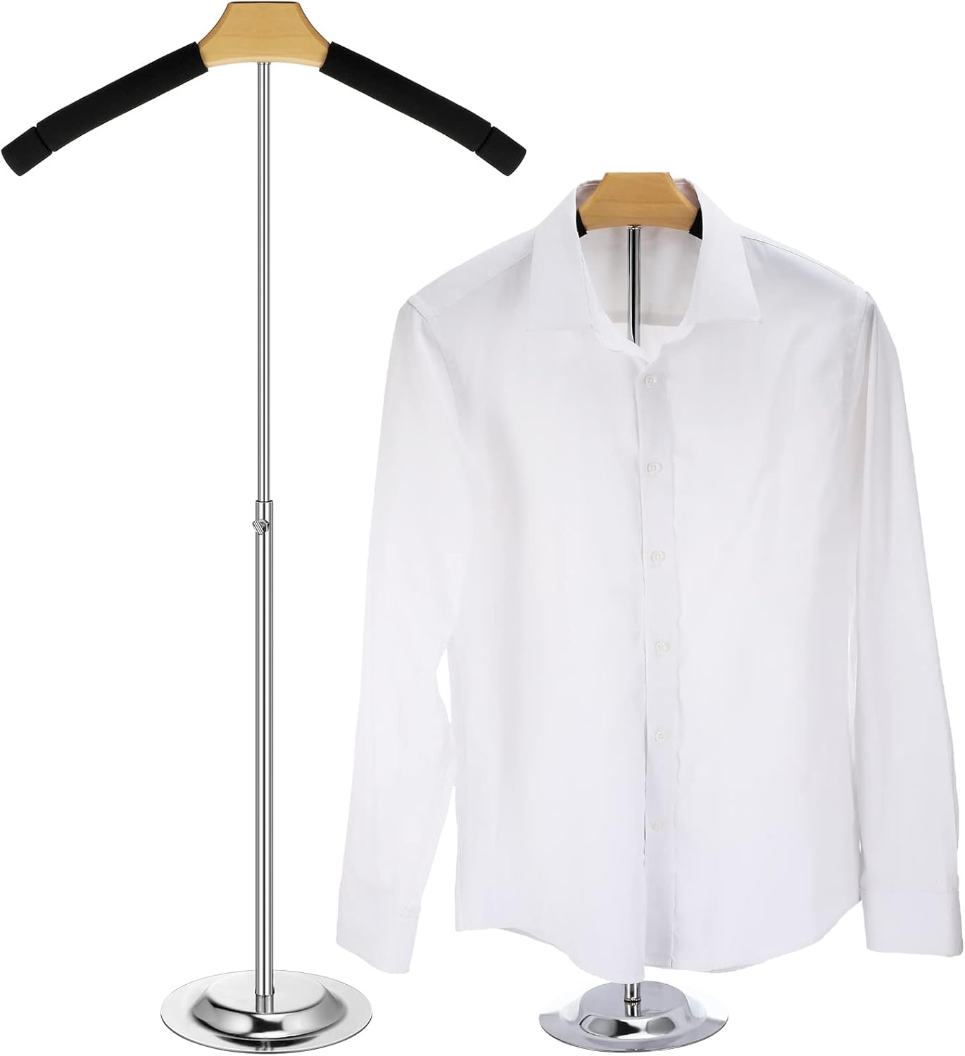 51CLG3CARYL._AC_SL1500_.jpg Qunclay Adjustable T Shirt Display Stand Flexible Mannequin Torso Shoulder Shirt Rack Portable Metal Clothes Hanger Rack Dress Form Stand for Vendor Jacket Coat, Height 16-27.9 Inch, Black(1 Pcs) - Image 1