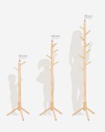 VASAGLE Wooden Coat Stand on Feet Tree Shaped 8 Hooks 3 Adjustable Heights for Clothes, Hats, Bags, Entryway, Living Room, Bedroom, Office, Woody Colour RCR004N01 - Image 6