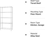 5 Tier Wire Shelving Unit Storage Shelves Metal Wire Shelf Storage Rack Adjustable Commercial Organizer Heavy Duty Layer Unit for Restaurant Garage Pantry Kitchen Office 72"x36"x14" (Chrome) - Image 5