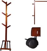 YATAI Cloth Hanger Stand, Multipurpose Cloth Rack with Bottom Shelves, Wooden Cloth Stand, Clothes Rail with Wheels, Coat Stand with Shoe Raker, Garment Rack for Indoor Bedroom Accessories Entryway - Image 3
