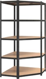 Brokky 5-Layer Heavy-duty Corner Shelf Grey Steel&Engineered Wood-Garage Shelves Metal Storage Shelves,Heavy Duty Shed Storage Racking for Warehouse Workshop Office - Image 2
