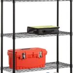 5-Tier Industrial Wire Storage Shelf, Black Metal Rack, 68 kg Capacity, Tool-Free Assembly
