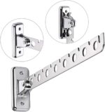 Wall Mounted Folding Clothes Rack, 2 Pieces Stainless Steel Coat Hooks, Space Saving Clothes and Closet Rod Storage Rack Heavy Duty Drying Rack for Laundry Room Bedroom Bathroom Kitchen - Image 4