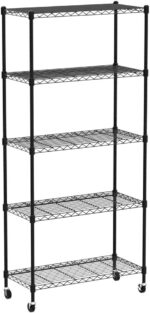 EFINE 5-Shelf Shelving Units and Storage on Wheels with Shelf Liners Set of 5, NSF Certified, Adjustable Carbon Steel Wire Shelving Unit Rack for Garage, Kitchen, Office(63H X 30W X 14D) - Image 5