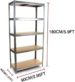 5 Tier Boltless Metal Shelving Unit Heavy Duty Steel Storage Rack 175kg Load Capacity per Shelf Perfect for nizing Garage Warehouse or Home Use - Image 2