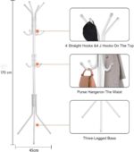 MARKQ Clothes Hanging Stand with 12 hooks Coat Rack for Hat Handbag Scarf Abaya Hijabs Jacket Umbrella Entryway Bedroom Hallway Dormitory Office Cloth Stand Rack, White - Image 2