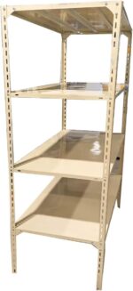 Kriston Garage Shelf Unit (120*45*2m) White 4 Layers Steel Panel Boltless Rack for Bomb Shelter Warehouse Organizer Storage Office,Home Shelves - Image 2