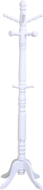 Arfan Easy Coat Hanger 180 SERIES Standing Free standing : Entryway Coat Rack, wooden Coat Hat Rack Tree Stand Hanger Organizer for Jacket, Purse, Scarf Rack, Umbrella and long dress.(White)