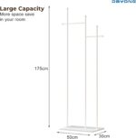 DAYONG Metal Coat Rack,175CM Coat Rack Stand with Heavy Base,Modern Simple Clothes Hanger Stand for Entryway Hallway Bedroom Living Room Office (White + White) - Image 2