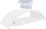 Premium Velvet Hangers (Pack of 50) Heavyduty- Non Slip No Shoulder Bump Suit Hangers - Chrome Hooks,Space Saving Clothes Hangers,Rounded Hangers for Coat,Sweater,Jackets,Pants,Shirts(White), one size