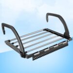 5 Bar Radiator Clothes Airer Rack, Foldable Laundry Drying Rails Stainless Steel Dryer Rack Folding Towel Holder Radiators Hanger For Balcony - Black, 40 X 32Cm - Image 5