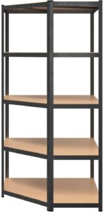 Brokky 5-Layer Heavy-duty Corner Shelf Grey Steel&Engineered Wood-Garage Shelves Metal Storage Shelves,Heavy Duty Shed Storage Racking for Warehouse Workshop Office - Image 5