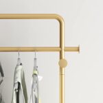 TIEOU Gold Clothes Rack with Shelf, Gold Clothing Racks for Boutiques, Free-Standing Garment Rack for Hanging Clothes,Gold Coat Rack, Small Metal Clothes Rack Heavy Duty, Industrial Clothing Rack Gold - Image 6