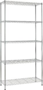 5 Tier Wire Shelving Unit Storage Shelves Metal Wire Shelf Storage Rack Adjustable Commercial Organizer Heavy Duty Layer Unit for Restaurant Garage Pantry Kitchen Office 72"x36"x14" (Chrome)