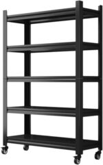 5-Tier Heavy Duty Garage Shelving Unit - Adjustable Metal Storage Rack with Lockable Wheels Industrial Standalone Shelf for Warehouse Shed and Home nization (90×40×183cm)