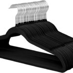 ManGotree 20-Pack Black Non-Slip Velvet Hangers 45cm With 360 Degree Rotatable Hook - Durable & Slim - Non Slip Hangers for Coat Hangers - Pant Hangers…